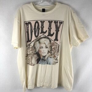 Dolly Picture Tee Cream Sz L Portrait Dolly Parton Golden Softstyle Country